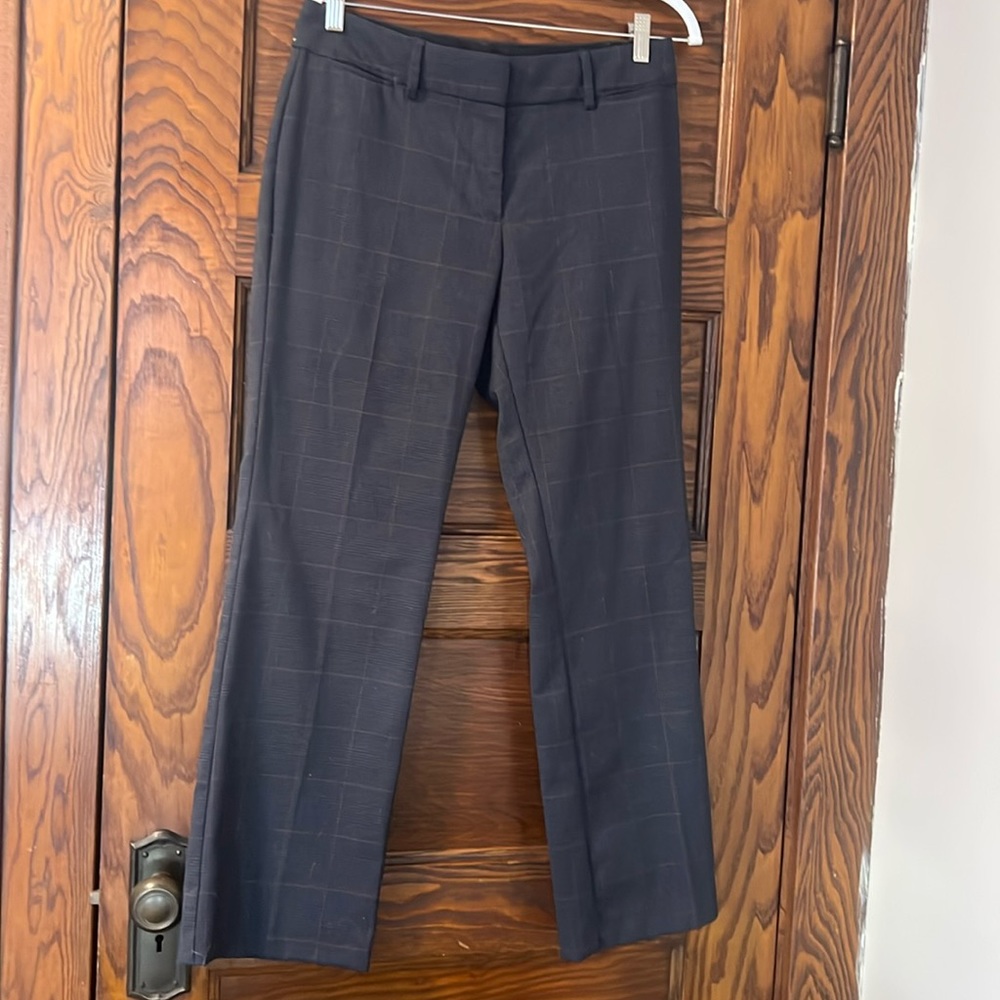 Loft 6P Julie trouser, navy and purple plaid